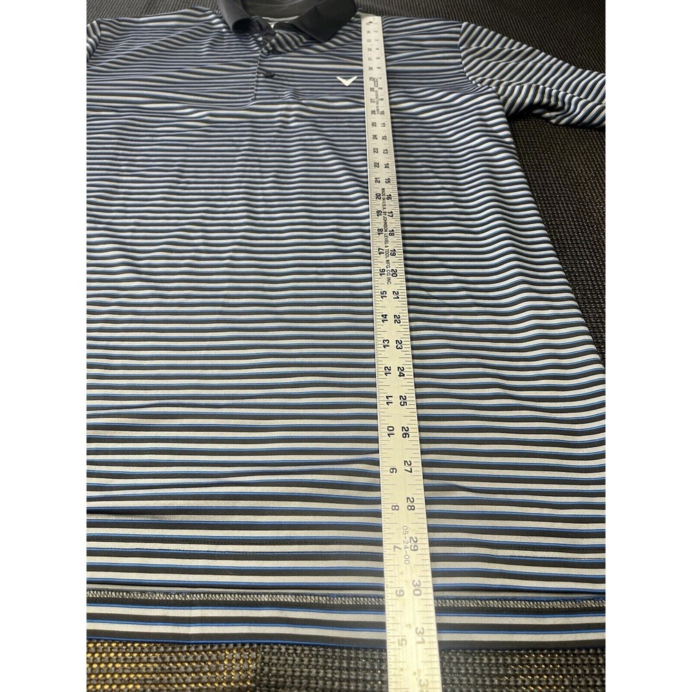 Callaway Opti-Dri Mens Large Golf Polo Shirt Blue Black Striped Short Sleeve L - Picture 3 of 5